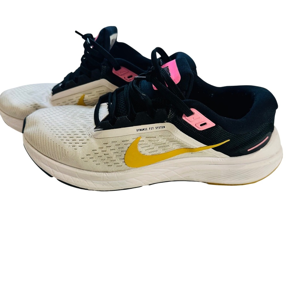 NIKE Zoom Structure 24 Women Running Shoes White Pink Yellow Athletic Size 8‎